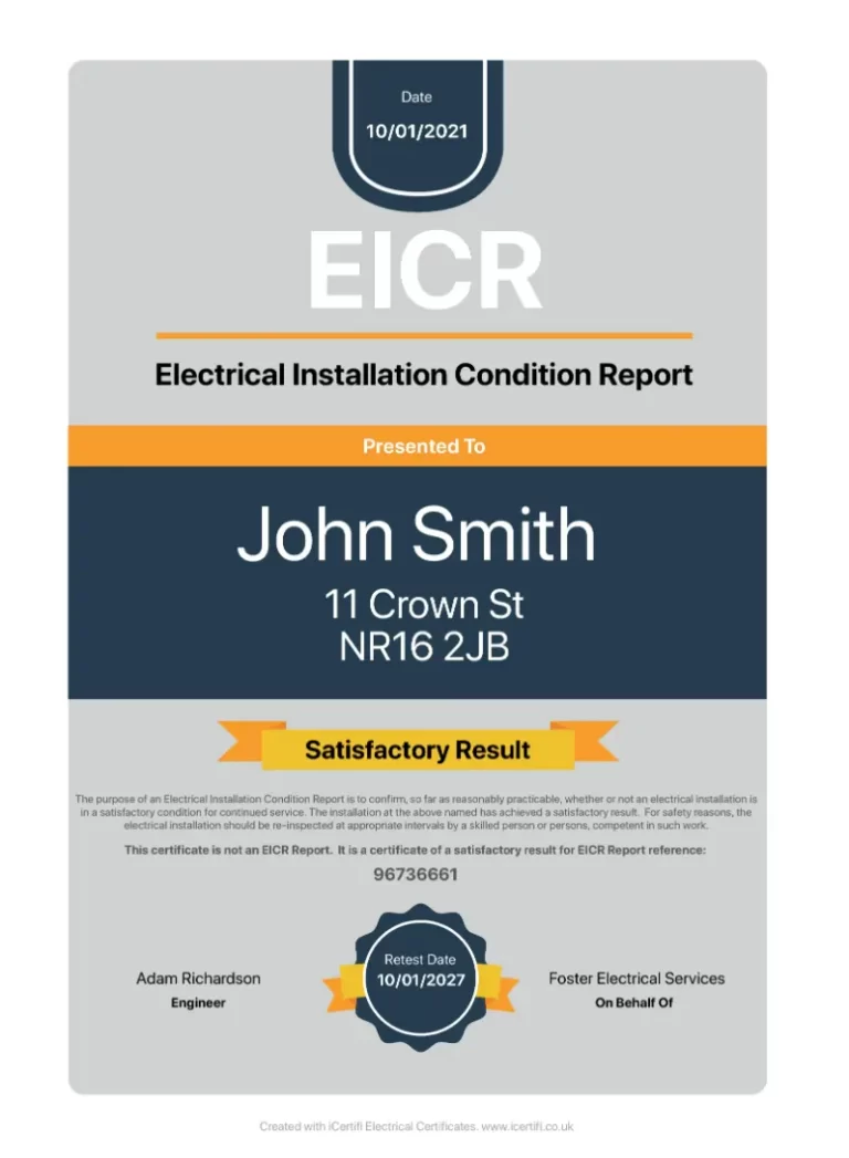 EICR certificate1